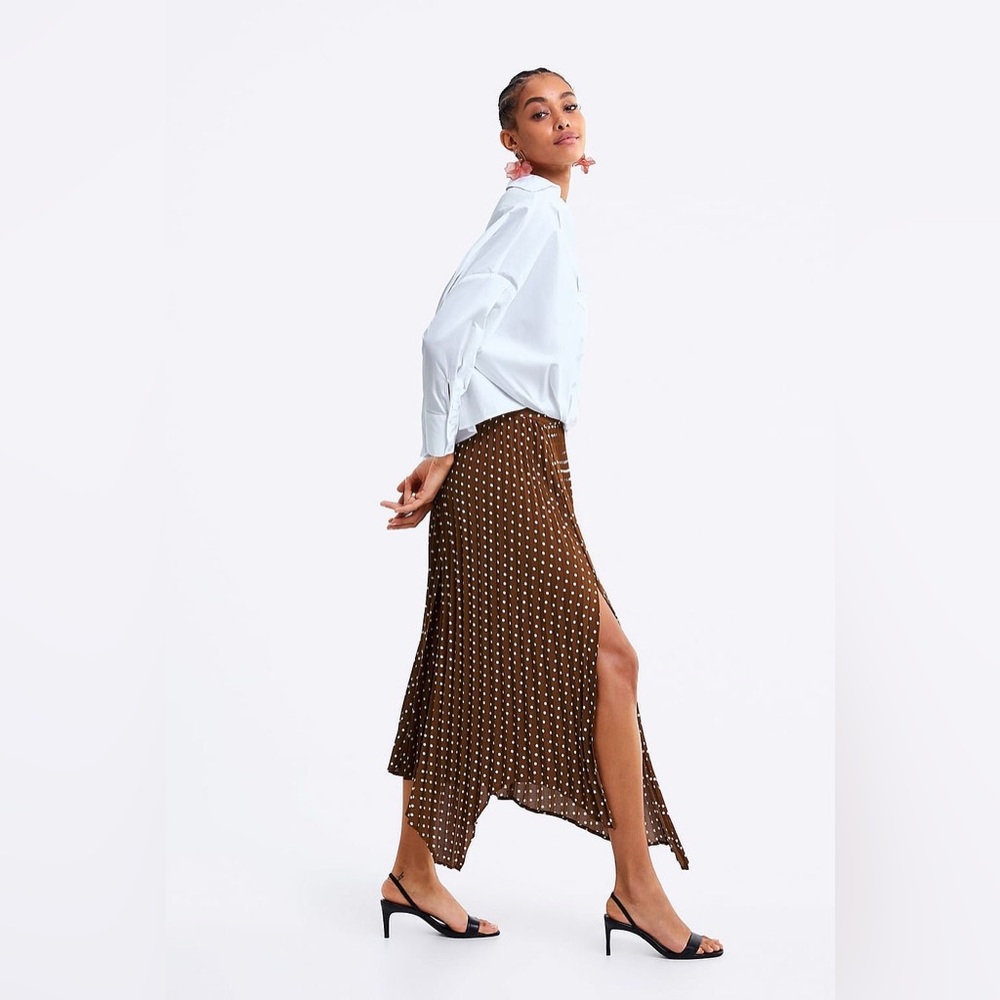 Zara Pleated Polka Dot Skirt